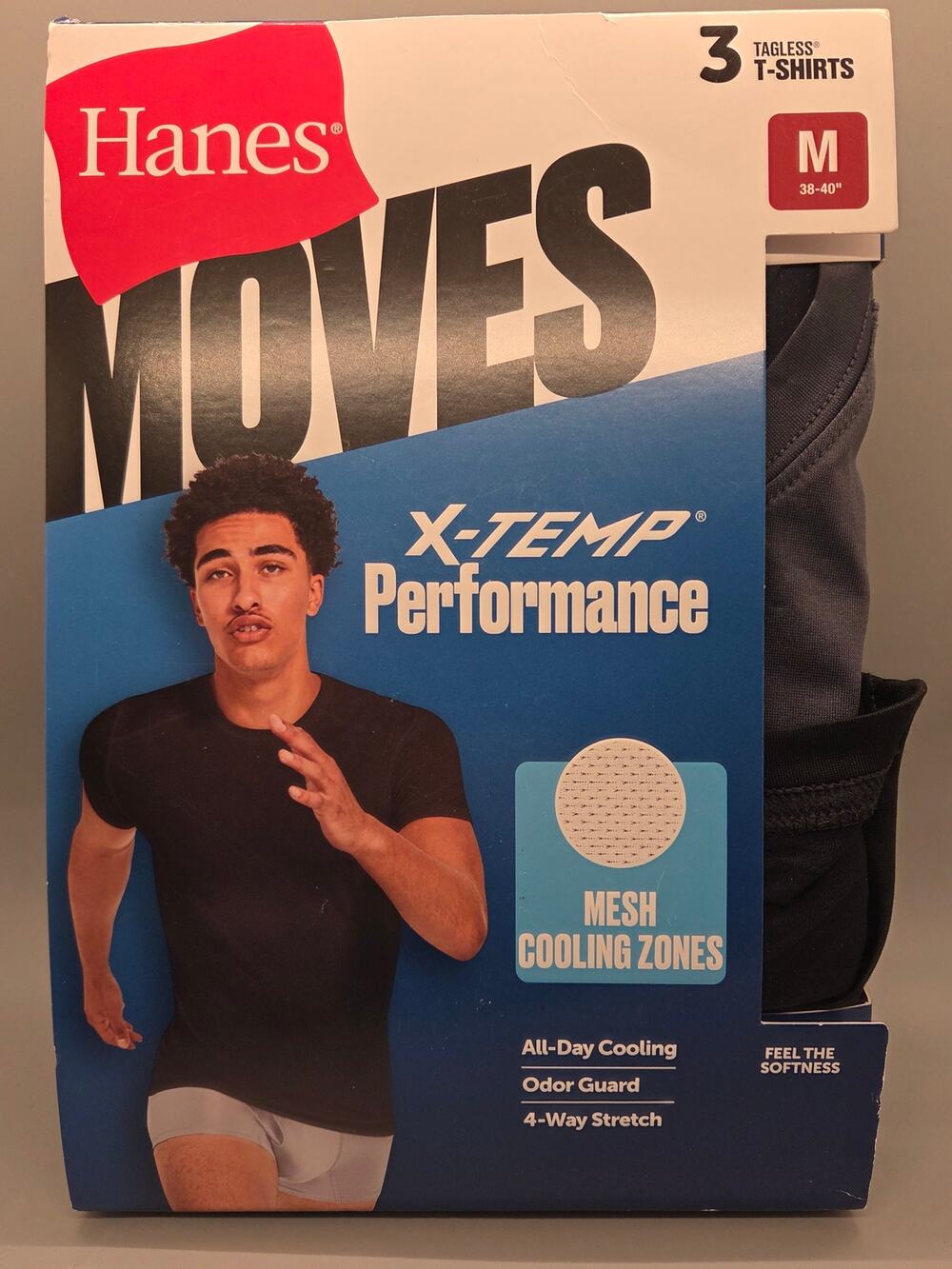 Hanes Moves Ultimate Men's Breathable Mesh Crewneck T-Shirt 3-Pack Size M